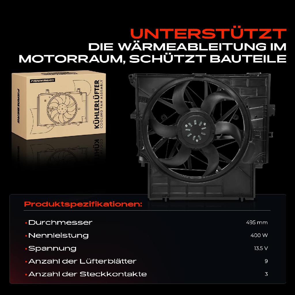 1x Motorkühller Einfachlüfter mit Kühlerlüfterrahmen BMW F25 sDrive18d sDrive20i F26 xDrive20d