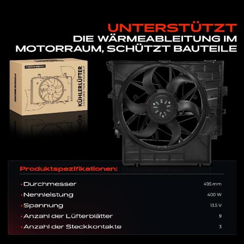 Frankberg 1x Motorkühller Einfachlüfter mit Kühlerlüfterrahmen BMW F25 sDrive18d sDrive20i F26 xDrive20d Bild Frankberg 1x Motorkühller Einfachlüfter mit Kühlerlüfterrahmen BMW F25 sDrive18d sDrive20i F26 xDrive20d