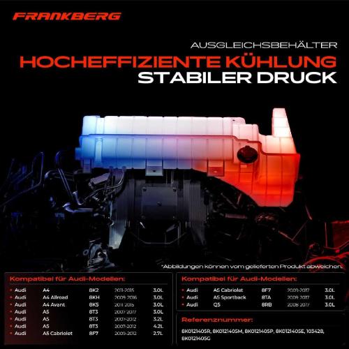 Frankberg 1x Ausgleichsbehälter Kühlmittelbehälter für Audi A4 8K2 A4 Avant 8K5 A5 8T3 8F7 Q5 8RB Bild Frankberg 1x Ausgleichsbehälter Kühlmittelbehälter für Audi A4 8K2 A4 Avant 8K5 A5 8T3 8F7 Q5 8RB