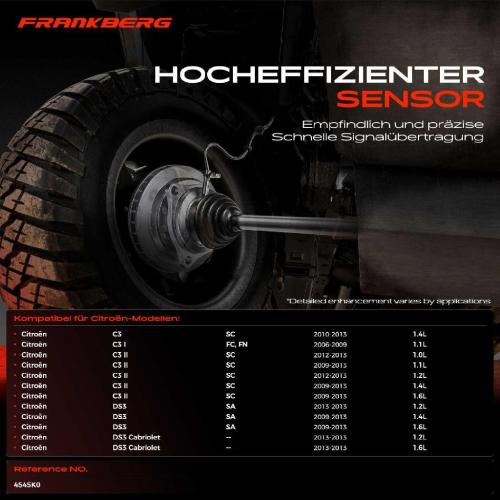 1x ABS Sensor Hinterachse beidseitig für Citroën C3 I II DS3 Cabriolet 1.4L 1.1L 1.0L 1.2L 1.6L 2006-2013 Bild 1x ABS Sensor Hinterachse beidseitig für Citroën C3 I II DS3 Cabriolet 1.4L 1.1L 1.0L 1.2L 1.6L 2006-2013