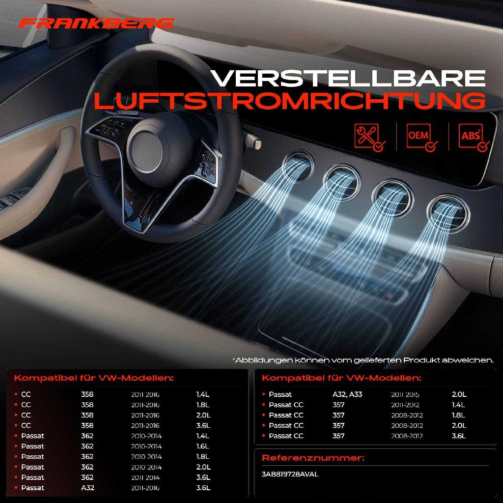 1x Luftdüse Armaturenbrett Vorne Mitte für VW Passat Alltrack CC Kasten/Kombi Variant