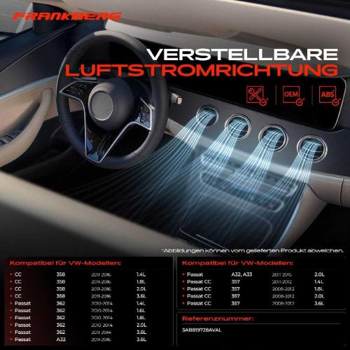1x Luftdüse Armaturenbrett Vorne Mitte für VW Passat Alltrack CC Kasten/Kombi Variant Bild 1x Luftdüse Armaturenbrett Vorne Mitte für VW Passat Alltrack CC Kasten/Kombi Variant