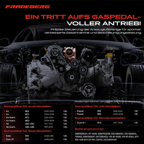 Frankberg 1x Drosselklappe Drosselklappenstutzen für VW Passat Audi A4 8E B6 B7 A6 4B C5 1.8L Bild Frankberg 1x Drosselklappe Drosselklappenstutzen für VW Passat Audi A4 8E B6 B7 A6 4B C5 1.8L