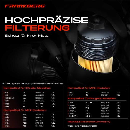 1x ÖlkühlerÖlfilter für MINI Mini R55 R56 R57 R58 R59 R60 R61 Peugeot 207 308 1.6L Bild 1x ÖlkühlerÖlfilter für MINI Mini R55 R56 R57 R58 R59 R60 R61 Peugeot 207 308 1.6L