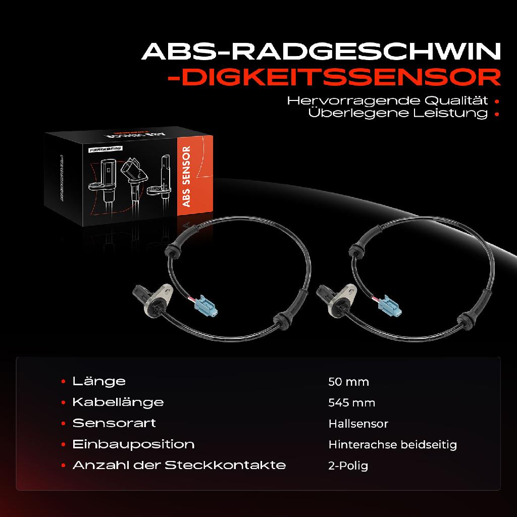 2x ABS Sensor Hinterachse beidseitig für Nissan Cabstar F24M F24W NT400 Cabstar F24M 2.5L 3.0L Bj ab 2006