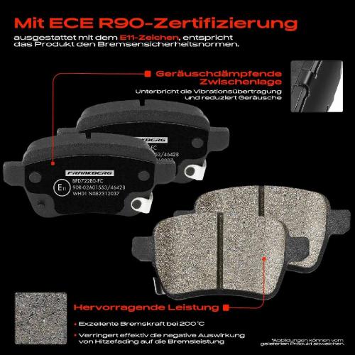 Frankberg 4x Bremsbeläge Hinterachse für Fiat 500L Tipo Kombi Schrägheck Stufenheck Opel Adam Corsa E Kasten/Schrägheck Bild Frankberg 4x Bremsbeläge Hinterachse für Fiat 500L Tipo Kombi Schrägheck Stufenheck Opel Adam Corsa E Kasten/Schrägheck