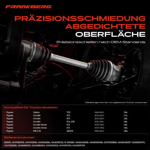 Frankberg 1x Antriebswelle Gelenksatz Vorderachse für Toyota Celica T23 Corolla E12 MR 2 III ZZW3 Bild Frankberg 1x Antriebswelle Gelenksatz Vorderachse für Toyota Celica T23 Corolla E12 MR 2 III ZZW3