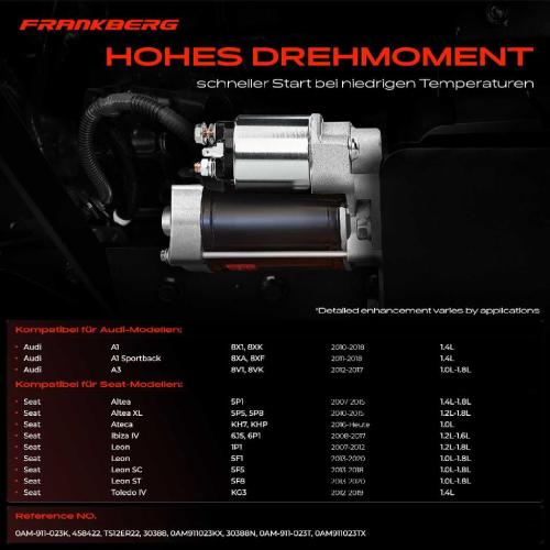 Frankberg 1x Anlasser Starter für VW Golf Plus Sportsvan VI Variant VII Jetta Passat Alltrack Polo Van Scirocco Touran Bild Frankberg 1x Anlasser Starter für VW Golf Plus Sportsvan VI Variant VII Jetta Passat Alltrack Polo Van Scirocco Touran