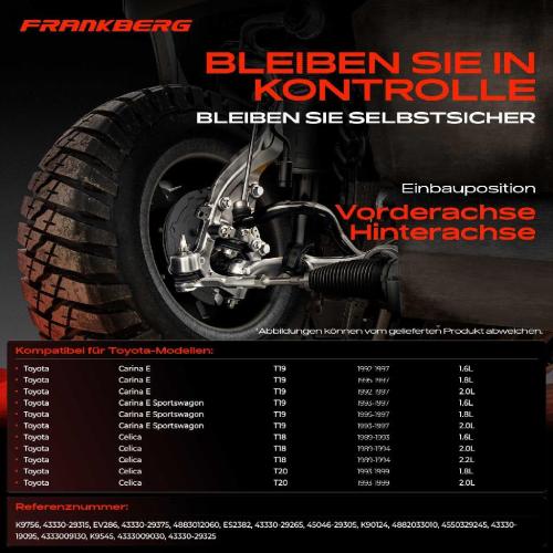 Frankberg 1x Querlenker Satz Vorderachse für Toyota Carina E Sportswagon Stufenheck Celica Cabriolet Coupe Bild Frankberg 1x Querlenker Satz Vorderachse für Toyota Carina E Sportswagon Stufenheck Celica Cabriolet Coupe