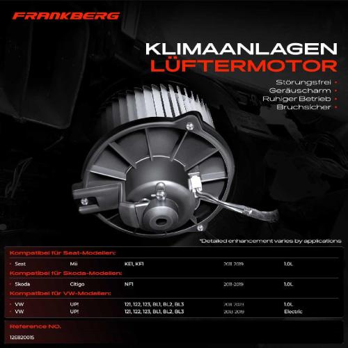 Frankberg 1x Gebläsemotor Innenraumgebläse für VW UP! 121 Seat Mii Skoda Citigo 1.0L Bj ab 2011 Bild Frankberg 1x Gebläsemotor Innenraumgebläse für VW UP! 121 Seat Mii Skoda Citigo 1.0L Bj ab 2011