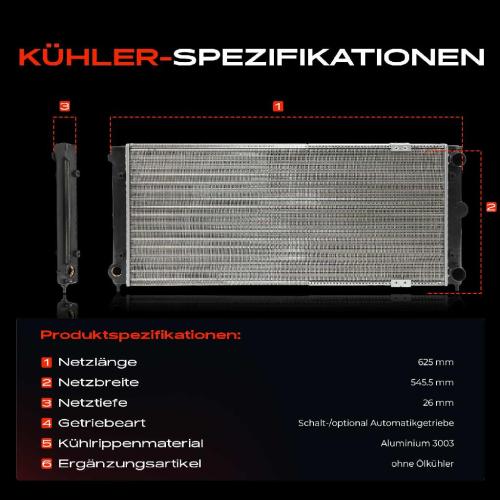 1x Kühler Wasserkühler Motorkühler für VW Passat Variant 35I 3A2 3A5 1.6L 1.8L 2.0L Bild 1x Kühler Wasserkühler Motorkühler für VW Passat Variant 35I 3A2 3A5 1.6L 1.8L 2.0L