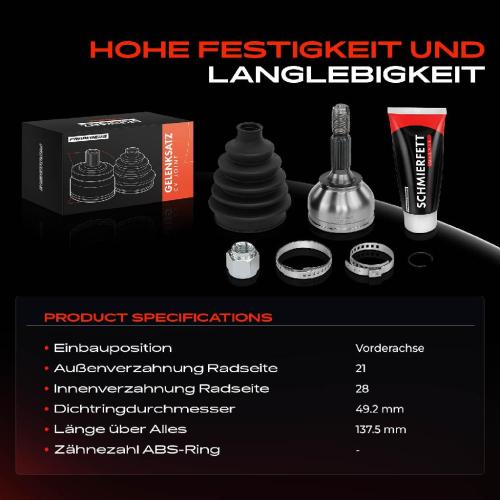 Frankberg 1x Antriebswelle Gelenksatz Vorderachse für Citroën C3 II SC DS3 SA Cabriolet Bild Frankberg 1x Antriebswelle Gelenksatz Vorderachse für Citroën C3 II SC DS3 SA Cabriolet