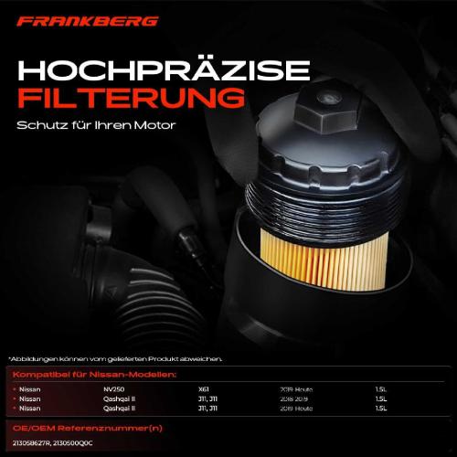 Frankberg 1x ÖlkühlerÖlfilter für Nissan NV250 X61 Qashqai II J11 1.5L Bild Frankberg 1x ÖlkühlerÖlfilter für Nissan NV250 X61 Qashqai II J11 1.5L