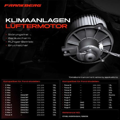Frankberg 1x Gebläsemotor Innenraumgebläse für Ford C-MAX 2 DXA/CB7 DXA/CEU Focus III Kuga II Bild Frankberg 1x Gebläsemotor Innenraumgebläse für Ford C-MAX 2 DXA/CB7 DXA/CEU Focus III Kuga II