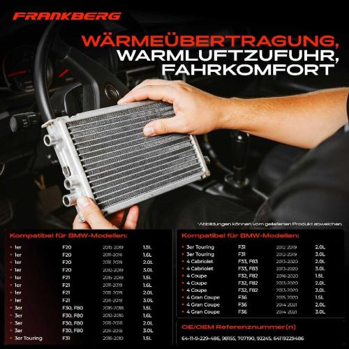 1x Wärmetauscher Innenraumheizung für BMW F30 F80 F31 F20 F21 Bj ab 2011 1.5L-3.0L Bild 1x Wärmetauscher Innenraumheizung für BMW F30 F80 F31 F20 F21 Bj ab 2011 1.5L-3.0L