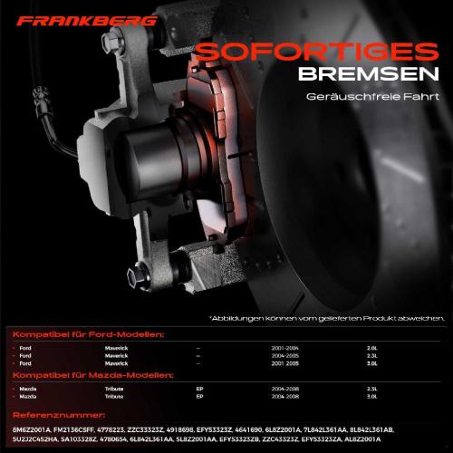 4x Bremsbeläge Vorderachse für Ford Maverick Mazda Tribute EP 2.0L 2.3L 3.0L 2001-2008 Bild 4x Bremsbeläge Vorderachse für Ford Maverick Mazda Tribute EP 2.0L 2.3L 3.0L 2001-2008