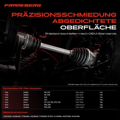Frankberg 1x Antriebswelle Gelenksatz Vorderachse für Fiat Doblo 119 223 Strada Pick-up 178 278 Bild Frankberg 1x Antriebswelle Gelenksatz Vorderachse für Fiat Doblo 119 223 Strada Pick-up 178 278