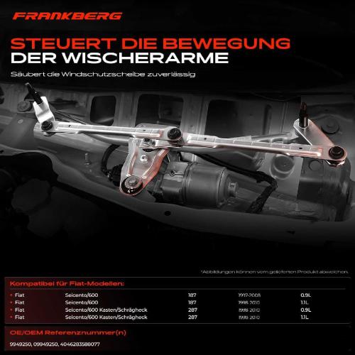 Frankberg 1x Wischergestänge Vorne für Fiat Seicento/600 187 287 1997-2010 Bild Frankberg 1x Wischergestänge Vorne für Fiat Seicento/600 187 287 1997-2010