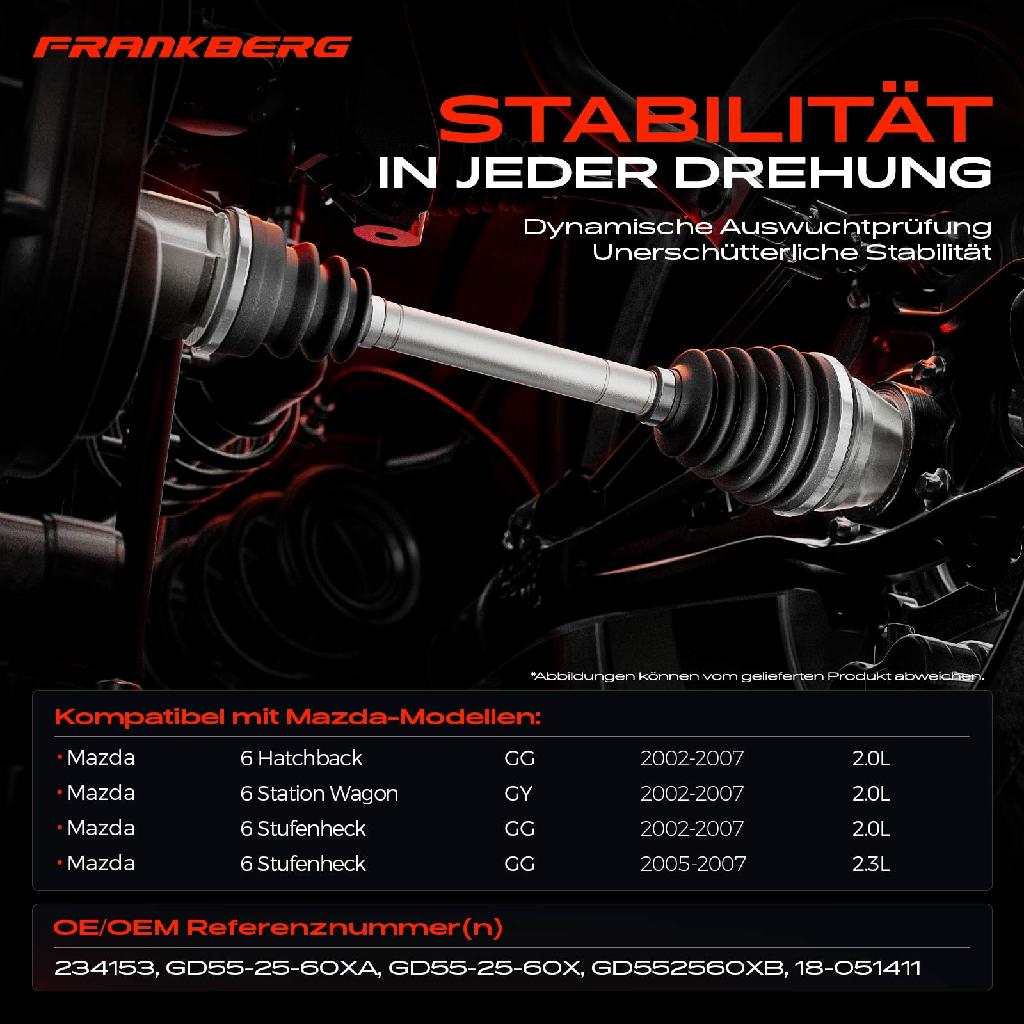 1x Antriebswelle Vorderachse Links für Mazda 6 Hatchback GG GY 2.0L 2.3L 2002-2007