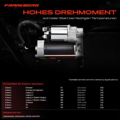 Frankberg 1x Anlasser Starter für Subaru Forester Impreza Schrägheck Legacy V Station Wagon Outback XV Bj ab 2009 Bild Frankberg 1x Anlasser Starter für Subaru Forester Impreza Schrägheck Legacy V Station Wagon Outback XV Bj ab 2009