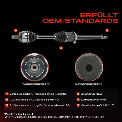 Frankberg 1x Antriebswelle Vorderachse Rechts für Volvo S60 II 134 V60 I 155 V70 III 135 S80 II 124 2013-2018 Bild Frankberg 1x Antriebswelle Vorderachse Rechts für Volvo S60 II 134 V60 I 155 V70 III 135 S80 II 124 2013-2018