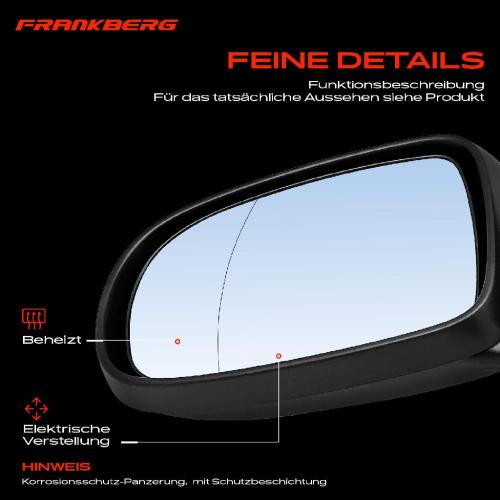 Frankberg 1x Außenspiegel Links für Opel Corsa C Kasten/Schrägheck X01 2000-2012 Bild Frankberg 1x Außenspiegel Links für Opel Corsa C Kasten/Schrägheck X01 2000-2012