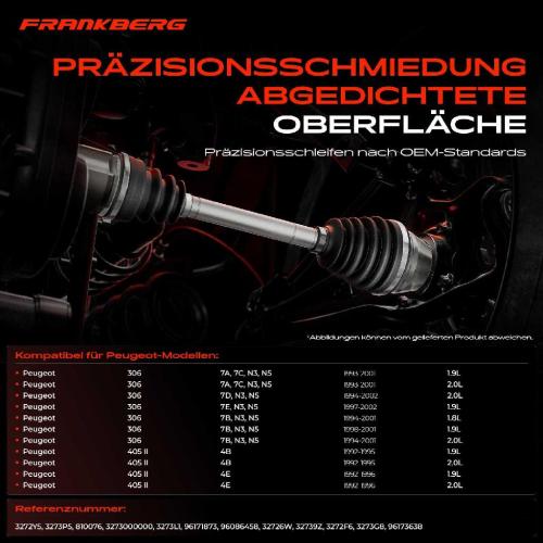 Frankberg 1x Antriebswelle Gelenksatz Vorderachse für Peugeot 306 Break Cabriolet 405 II 1.9L Bild Frankberg 1x Antriebswelle Gelenksatz Vorderachse für Peugeot 306 Break Cabriolet 405 II 1.9L