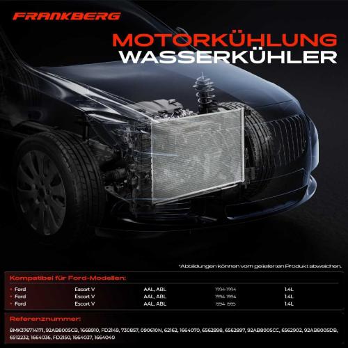 Frankberg 1x Kühler Wasserkühler Motorkühler für Ford Escort V Orion III Classic 1990-1995 Bild Frankberg 1x Kühler Wasserkühler Motorkühler für Ford Escort V Orion III Classic 1990-1995