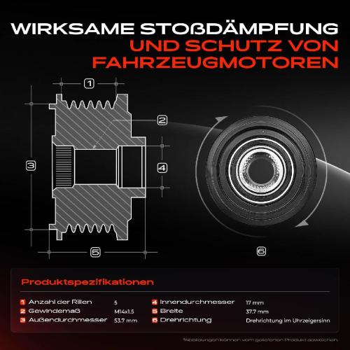 1x Generatorfreilauf Lichtmaschine für Opel Corsa E Alfa Romeo Mito Fiat 500 Jeep Bild 1x Generatorfreilauf Lichtmaschine für Opel Corsa E Alfa Romeo Mito Fiat 500 Jeep