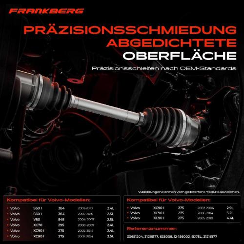 Frankberg 1x Antriebswelle Gelenksatz Hinterachse für Volvo S60 384 XC70 295 XC90 275 2001-2014 Bild Frankberg 1x Antriebswelle Gelenksatz Hinterachse für Volvo S60 384 XC70 295 XC90 275 2001-2014