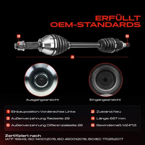 1x Antriebswelle Vorderachse Links für Nissan NV200/Evalia Bj ab 2020 1.5L Bild 1x Antriebswelle Vorderachse Links für Nissan NV200/Evalia Bj ab 2020 1.5L