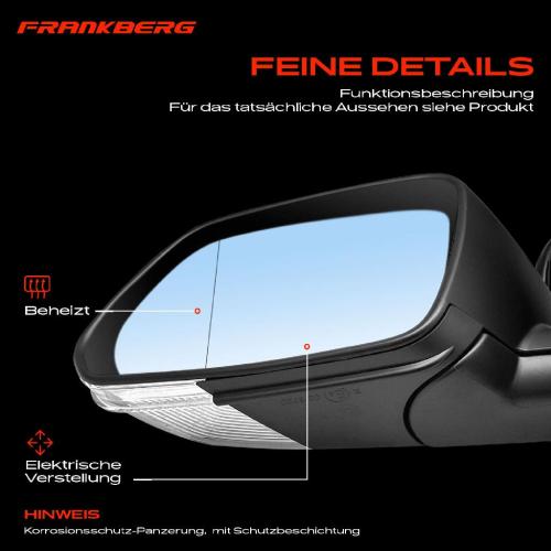 Frankberg 1x Außenspiegel Links für VW Polo 9A 9N 9A2 9A4 9A6 9N2 2005-2009 Bild Frankberg 1x Außenspiegel Links für VW Polo 9A 9N 9A2 9A4 9A6 9N2 2005-2009