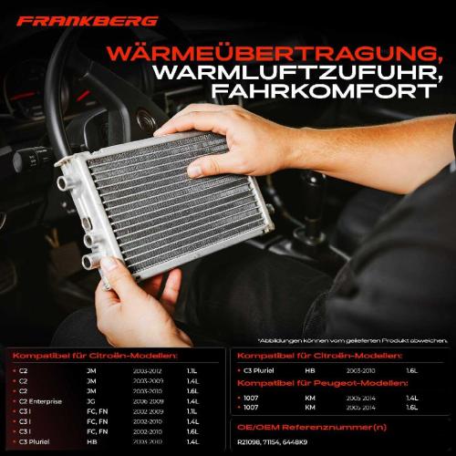 1x Wärmetauscher Innenraumheizung für Citroën C2 JM C3 I FC FN Peugeot 1007 KM Bild 1x Wärmetauscher Innenraumheizung für Citroën C2 JM C3 I FC FN Peugeot 1007 KM