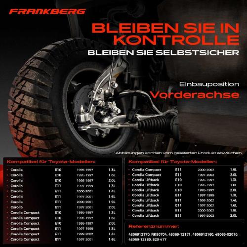Frankberg 1x Querlenker Vorderachse für Toyota Corolla Compact Liftback Station Wagon 1992-2002 Bild Frankberg 1x Querlenker Vorderachse für Toyota Corolla Compact Liftback Station Wagon 1992-2002