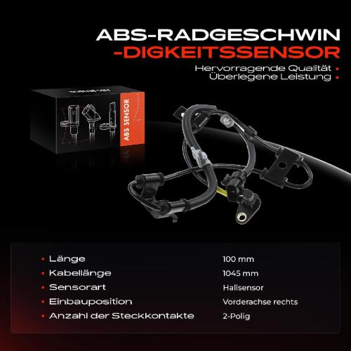 1x ABS Sensor Vorderachse rechts für Hyundai Accent III Stufenheck KIA Rio II 1.4L 1.5L 1.6L 2005-2011 Bild 1x ABS Sensor Vorderachse rechts für Hyundai Accent III Stufenheck KIA Rio II 1.4L 1.5L 1.6L 2005-2011