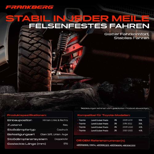 2x Stoßdämpfer Hinterachse für Toyota Land Cruiser Prado J15 3.0L 4.0L Bj ab 2009 Bild 2x Stoßdämpfer Hinterachse für Toyota Land Cruiser Prado J15 3.0L 4.0L Bj ab 2009