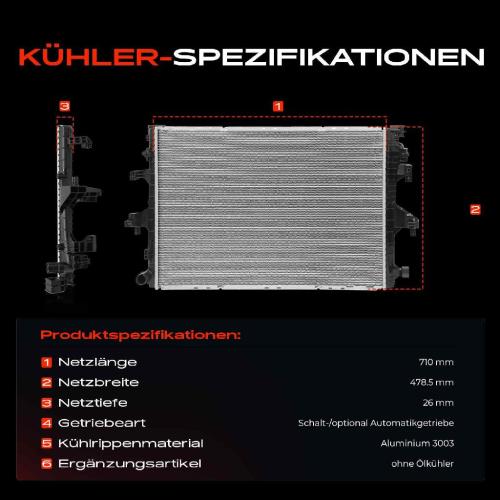 Frankberg 1x Kühler Wasserkühler Motorkühler für VW Transporter T5 Multivan California 7E 7J Bild Frankberg 1x Kühler Wasserkühler Motorkühler für VW Transporter T5 Multivan California 7E 7J