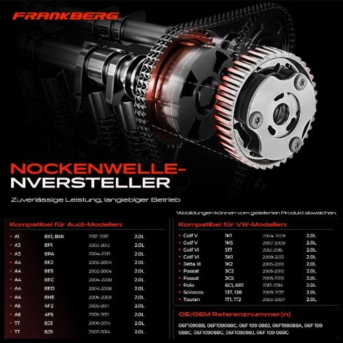 1x Nockenwellenversteller für VW Golf V VI Audi A1 A3 8P A4 B6 B7 A6 TT Seat Skoda Bild 1x Nockenwellenversteller für VW Golf V VI Audi A1 A3 8P A4 B6 B7 A6 TT Seat Skoda