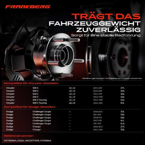 2x Radnabe Radlagersatz Vorderachse beidseitig für Chrysler 300 C Touring Dodge Challenger Coupe Charger Bild 2x Radnabe Radlagersatz Vorderachse beidseitig für Chrysler 300 C Touring Dodge Challenger Coupe Charger