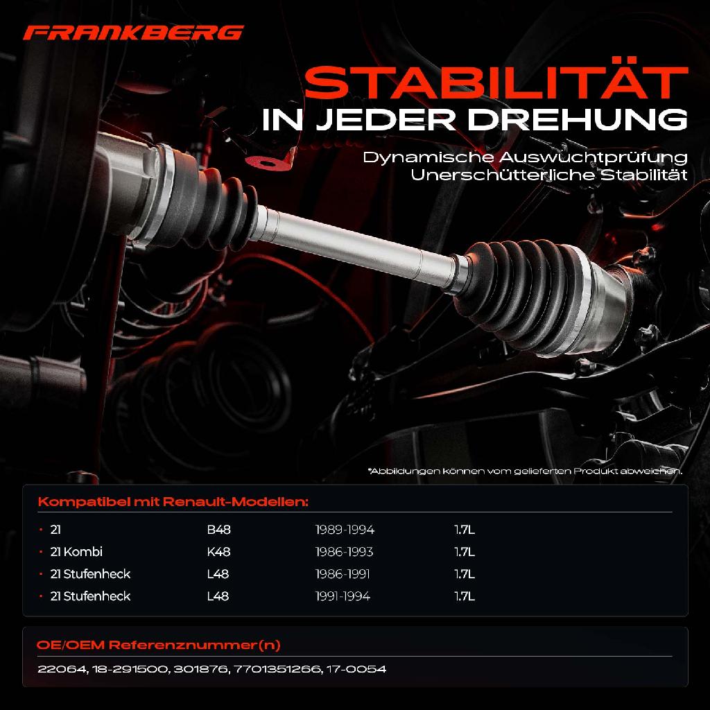 1x Antriebswelle Vorderachse Links für Renault 21 Kombi Stufenheck B48 K48 L48 1.7L 1986-1994