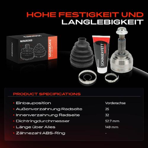 Frankberg 1x Antriebswelle Gelenksatz Vorderachse für Renault Clio III Grandtour Modus/Grand Bild Frankberg 1x Antriebswelle Gelenksatz Vorderachse für Renault Clio III Grandtour Modus/Grand