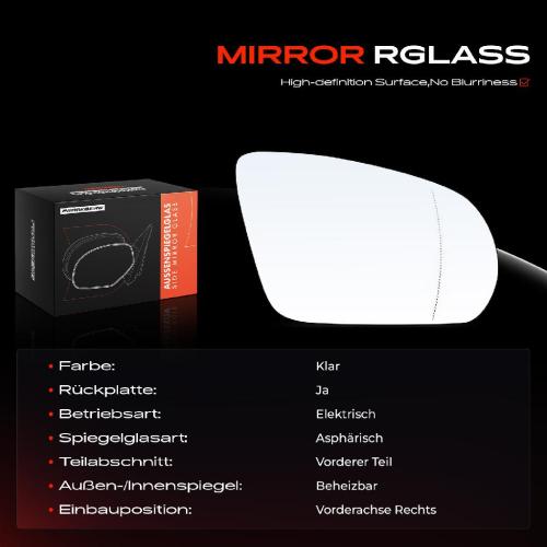 Frankberg 1x Spiegelglas Außenspiegel rechts für Mercedes-Benz A205 S205 W213 S213 X253 W205 C205 Bild Frankberg 1x Spiegelglas Außenspiegel rechts für Mercedes-Benz A205 S205 W213 S213 X253 W205 C205