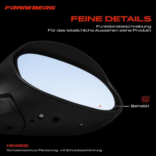 Frankberg 1x Außenspiegel Rechts für Peugeot 206 Schrägheck 2A/C SW 2E/K 1998-2003 Bild Frankberg 1x Außenspiegel Rechts für Peugeot 206 Schrägheck 2A/C SW 2E/K 1998-2003
