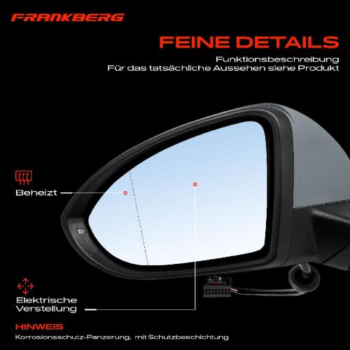 Frankberg 1x Außenspiegel Links für VW Golf VII 5G1 BE1 BE2 BQ1 5G1 BE BA5 BV5 2012-2021 Bild Frankberg 1x Außenspiegel Links für VW Golf VII 5G1 BE1 BE2 BQ1 5G1 BE BA5 BV5 2012-2021