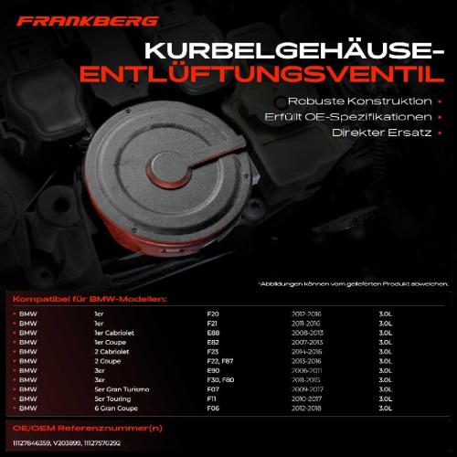 1x Ventil Kurbelgehäusentlüftung für BMW 1er F20 3er F30 5er F10 6er X3 X4 X5 X6 Bild 1x Ventil Kurbelgehäusentlüftung für BMW 1er F20 3er F30 5er F10 6er X3 X4 X5 X6