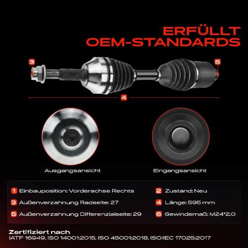 1x Antriebswelle Vorderachse Rechts für Jeep Cherokee KJ 3.7L 2001-2007 Bild 1x Antriebswelle Vorderachse Rechts für Jeep Cherokee KJ 3.7L 2001-2007
