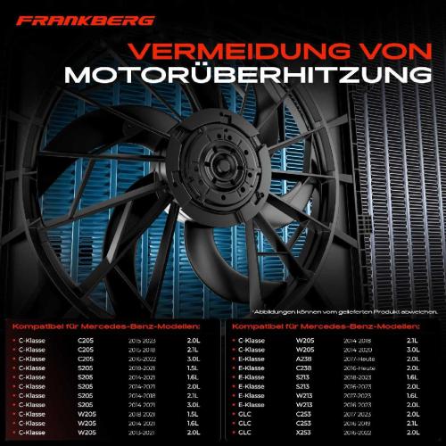 Frankberg 1x Motorkühller Einfachlüfter mit Kühlerlüfterrahmen Mercedes-Benz W205 W205 A205 S205 S213 X253 Bild Frankberg 1x Motorkühller Einfachlüfter mit Kühlerlüfterrahmen Mercedes-Benz W205 W205 A205 S205 S213 X253