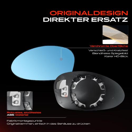 1x Spiegelglas Außenspiegel links für BMW 1er Cabriolet Coupe E81 E87 E88 E82 Bild 1x Spiegelglas Außenspiegel links für BMW 1er Cabriolet Coupe E81 E87 E88 E82