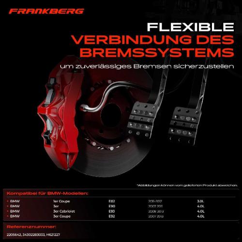 Frankberg 1x Bremsschlauch Bremsschl uche Vorderachse Links oder Rechts f r BMW 1er E82 M 3er E90 E92 E93 M3 2007-2013 Bild Frankberg 1x Bremsschlauch Bremsschl uche Vorderachse Links oder Rechts f r BMW 1er E82 M 3er E90 E92 E93 M3 2007-2013