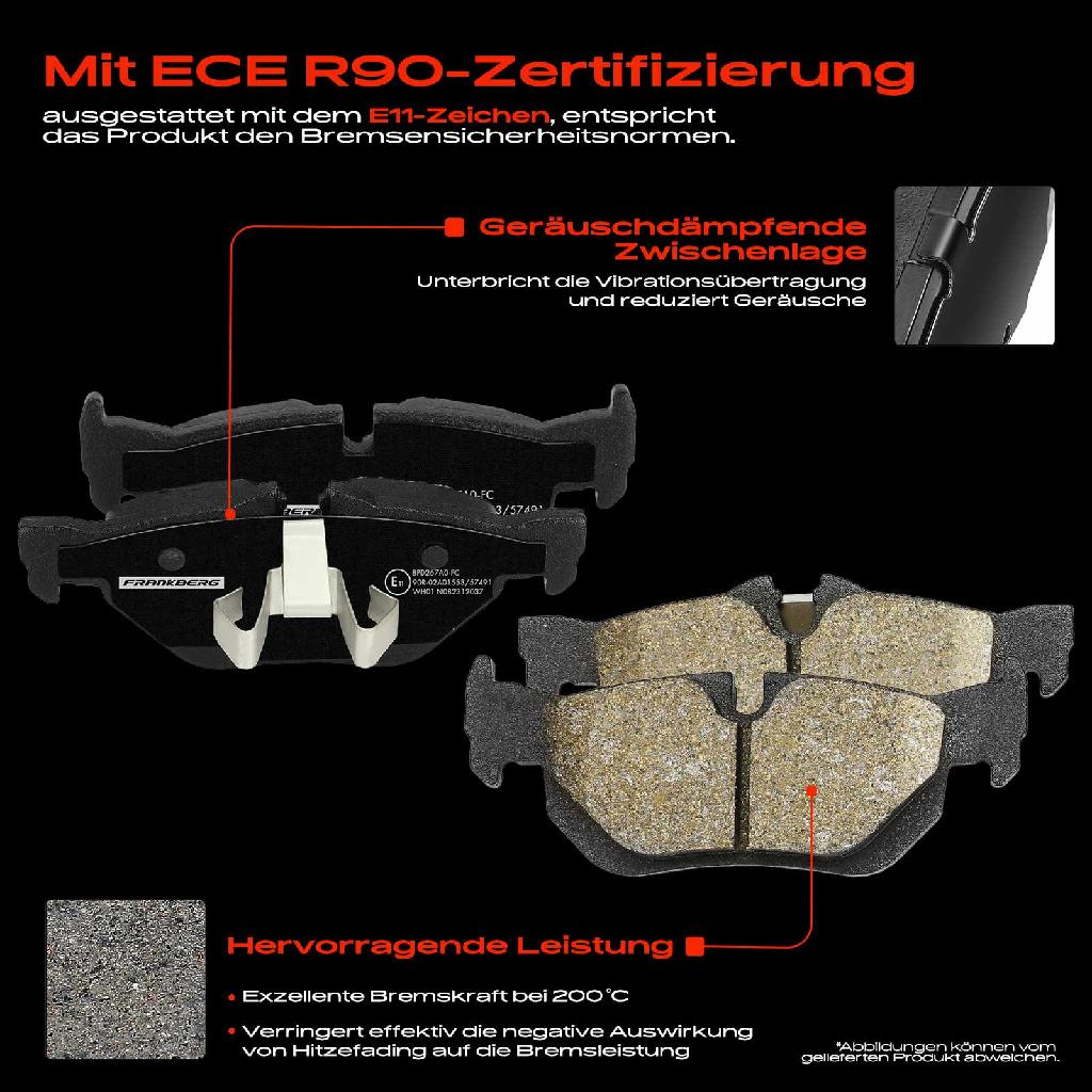 4x Bremsbeläge Hinterachse für BMW 1er Cabriolet Coupe E81 E87 E88 E82 E90 E93 E92 E91 E84